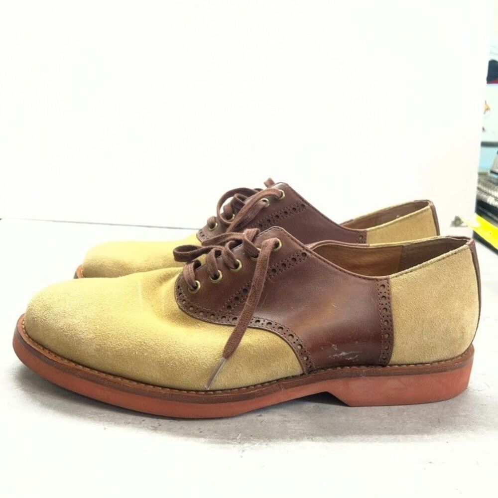 Polo Ralph Lauren Rhett Saddle Tan Brown Leather Oxford Shoes Mens Size 9D